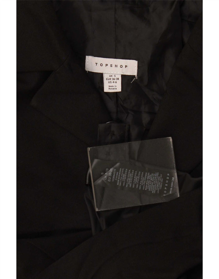 Jaqueta blazer feminina de grandes dimensões com 3 botões da Topshop Reino Unido 10 poliéster preto pequeno