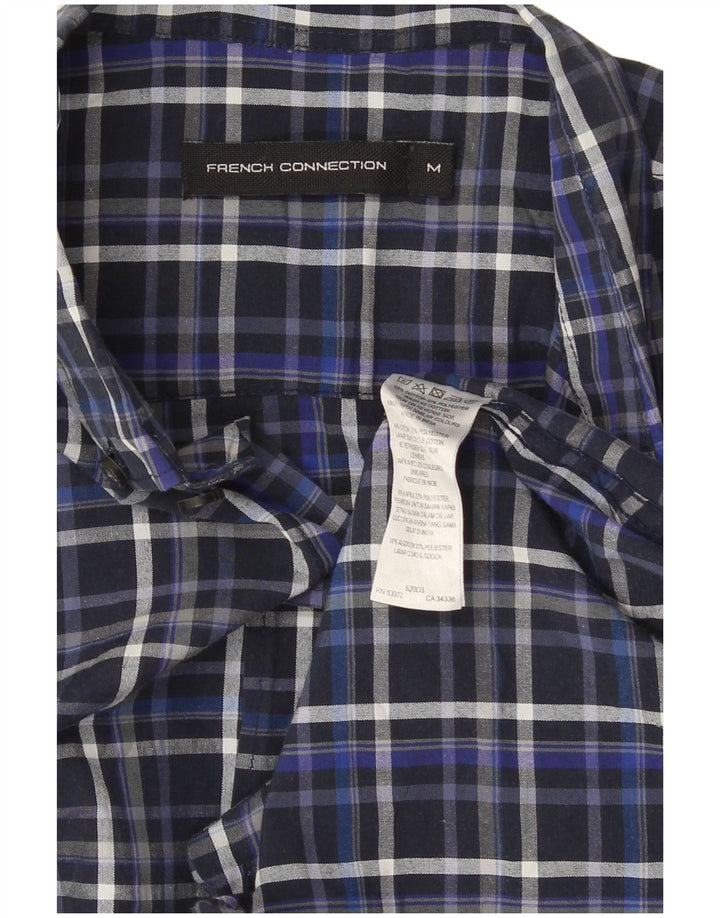 Camisa masculina French Connection de algodão xadrez médio azul marinho