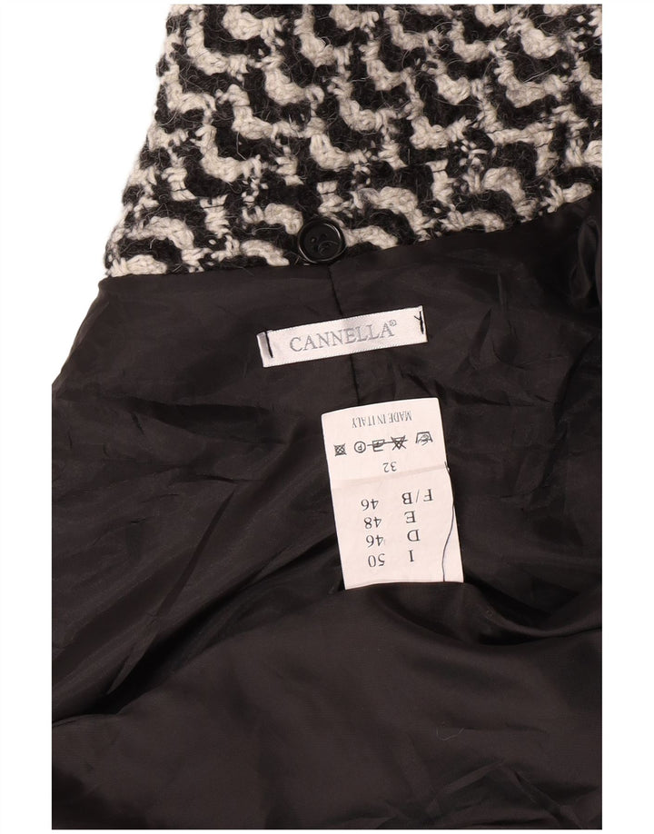 Sobretudo feminino vintage IT 50 XL acetato geométrico preto