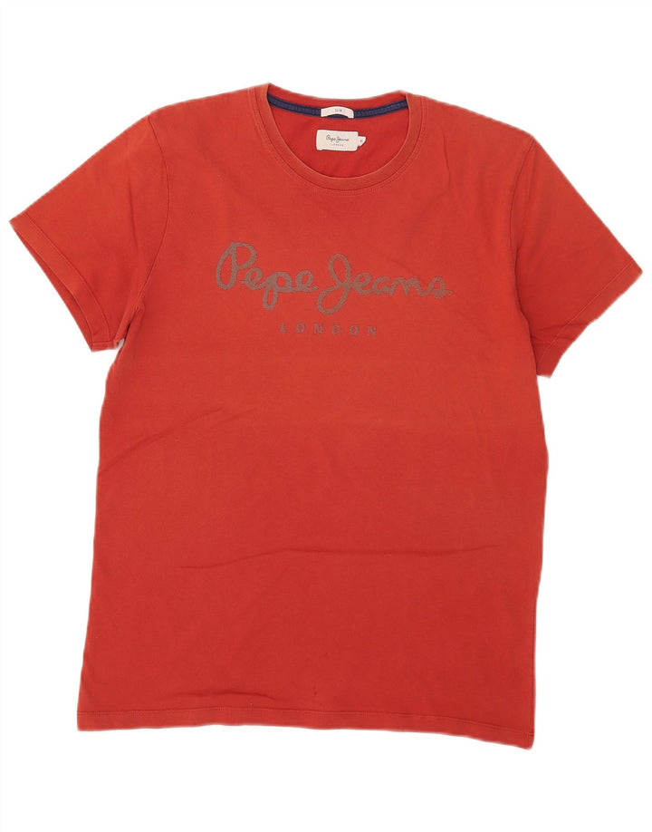 Camiseta masculina PEPE Jeans Slim Fit gráfica top médio vermelho