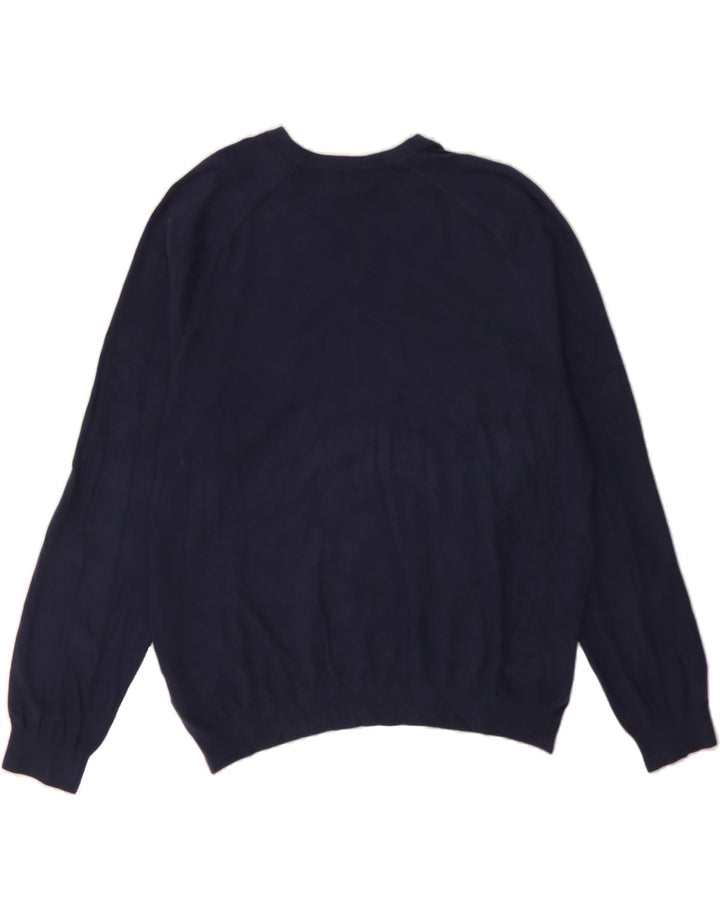EDDIE BAUER Mens V-Neck Jumper Sweater Large Navy Blue Cotton Vintage Eddie Bauer and Second-Hand Eddie Bauer from Messina Hembry 