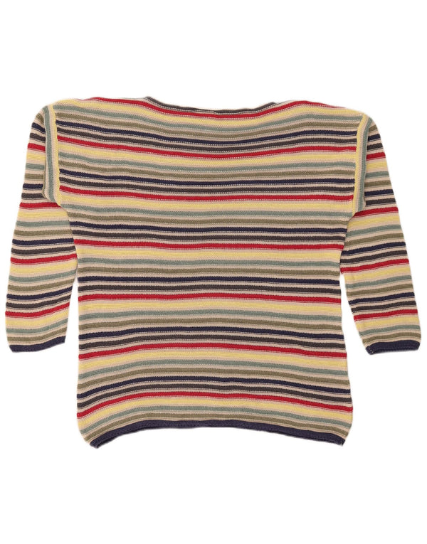 Suéter feminino Benetton com gola canoa UK 10 pequeno multicolorido