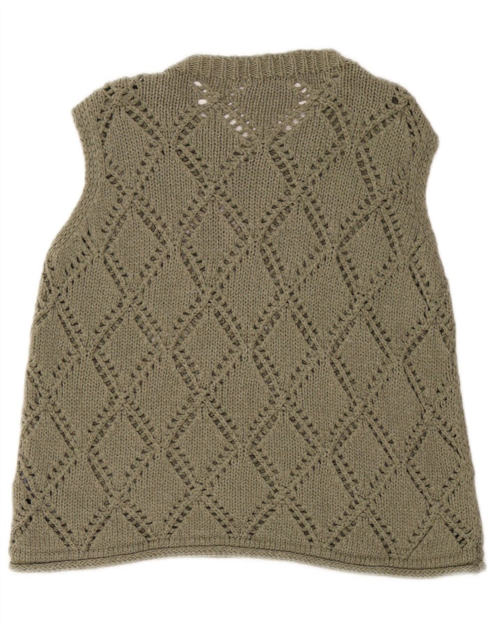 MARKS & SPENCER Colete masculino cropped regata médio cáqui Argyle/algodão diamante