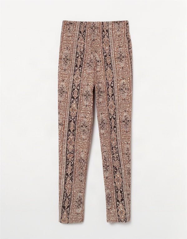 Calça casual feminina oktavia Reino Unido 12 médio W26 L30 multicolorido Paisley