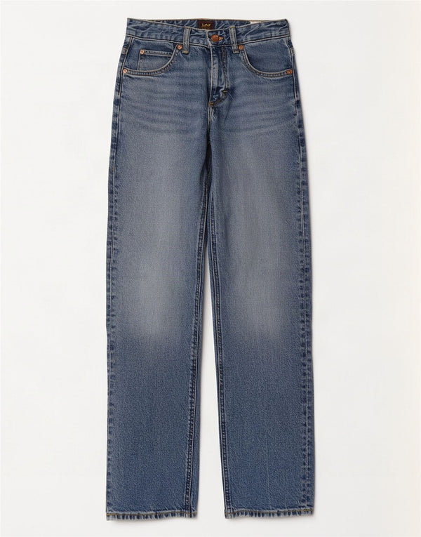Lee Womens Rider Classic Straight Jeans W26 L30 Azul Algodão