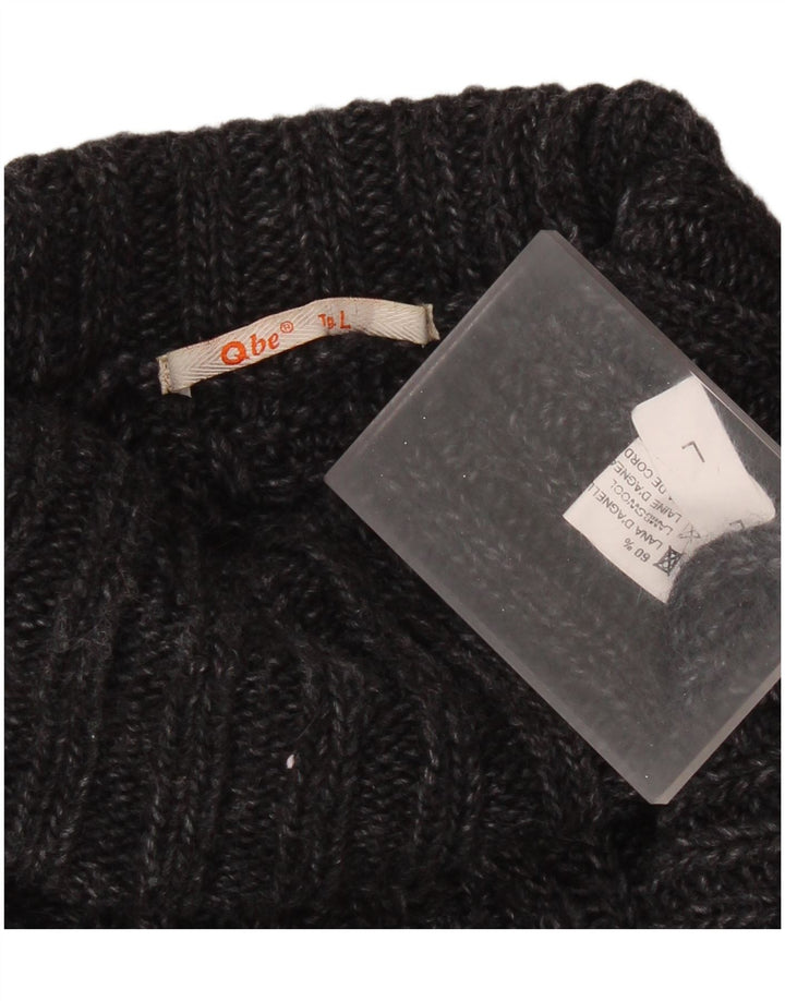 Suéter masculino vintage com gola redonda e lã de carneiro cinza grande