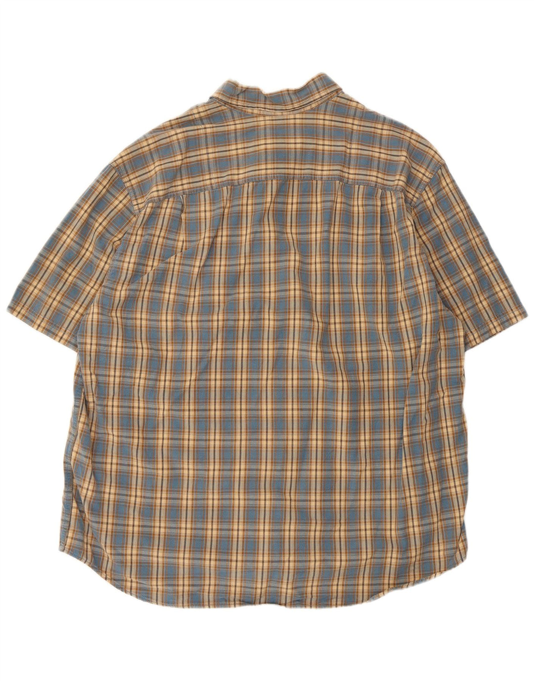 EDDIE BAUER Camisa masculina de manga curta XL azul xadrez algodão