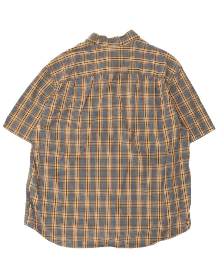 EDDIE BAUER Camisa masculina de manga curta XL azul xadrez algodão