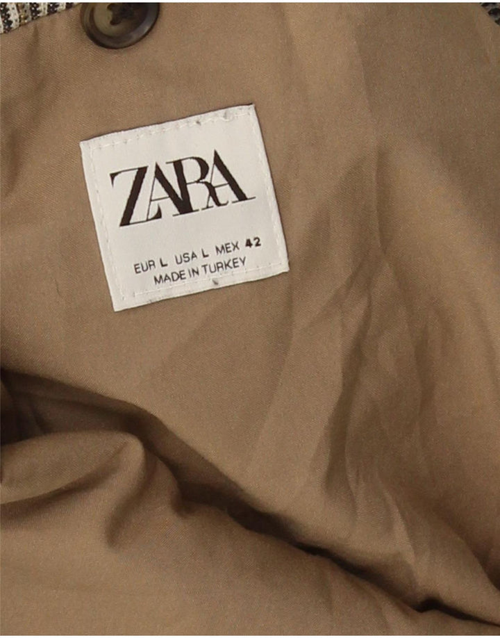 Jaqueta blazer masculina Zara Double Breasted Reino Unido 40 xadrez cinza grande