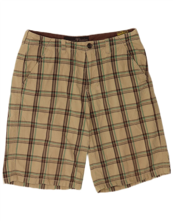 Tom Tailor Mens Chino Shorts W32 Algodão Xadrez Bege Médio