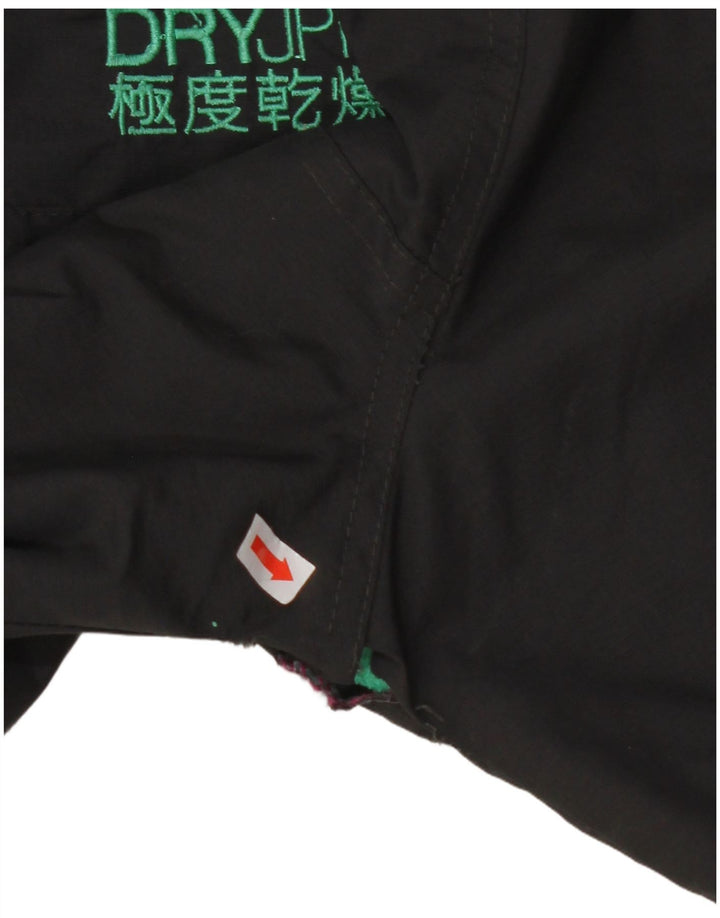 Jaqueta corta-vento feminina SUPERDRY com capuz UK 18 XL preto nylon