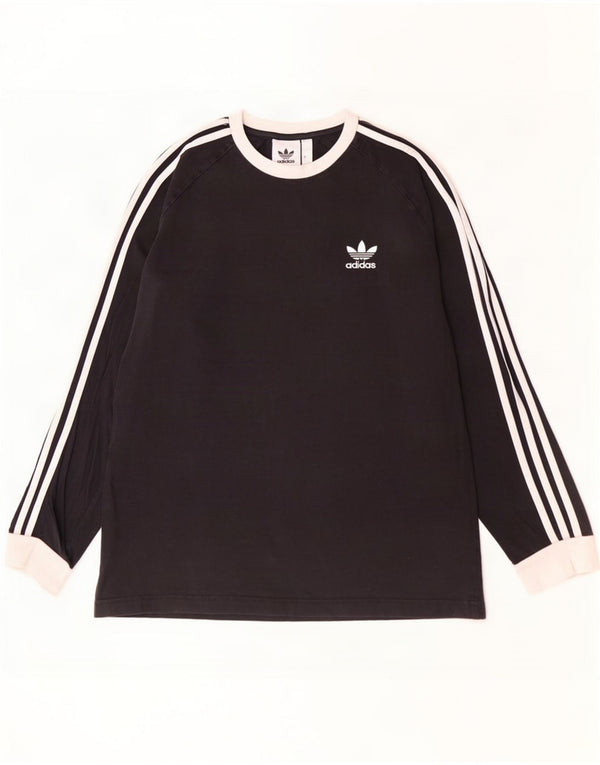Adidas Mens Top Manga Longa Grande Algodão Preto