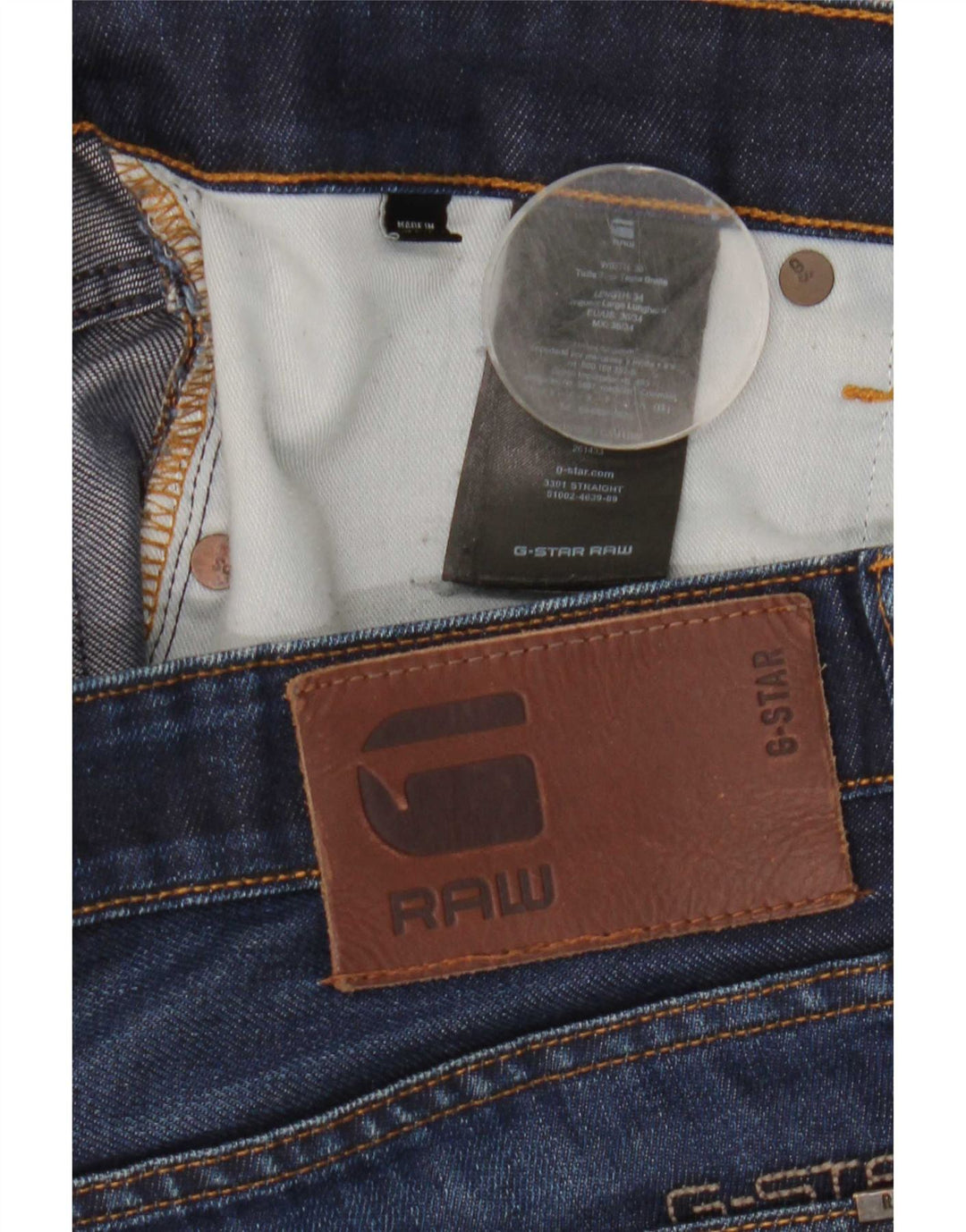 G-Star Mens Slim Jeans W38 L34 Azul Marinho Algodão