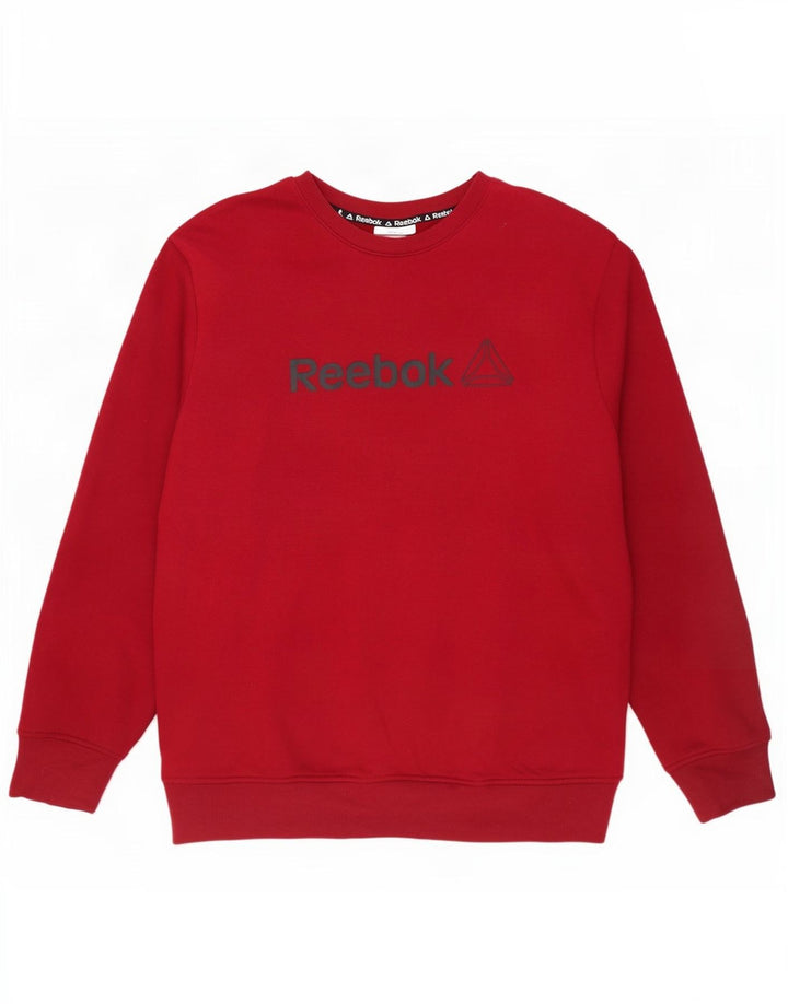 Reebok Mens Graphic Moletom Jumper Grande Algodão Vermelho