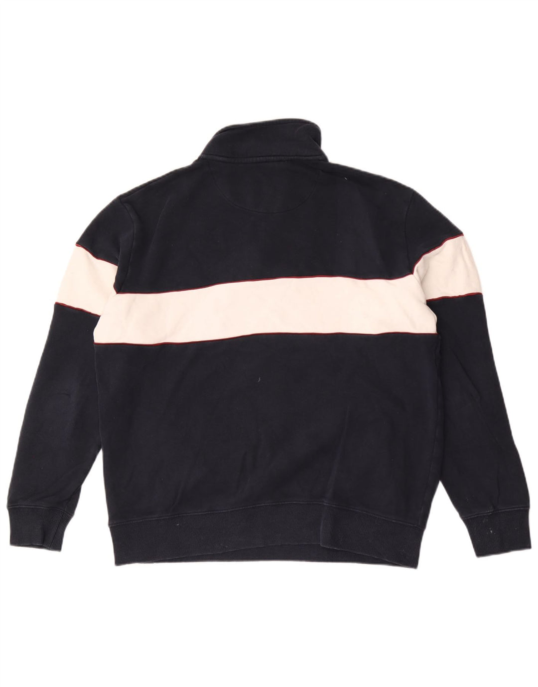 Suéter masculino Marks & Spencer com zíper e gola grande bloco colorido azul marinho