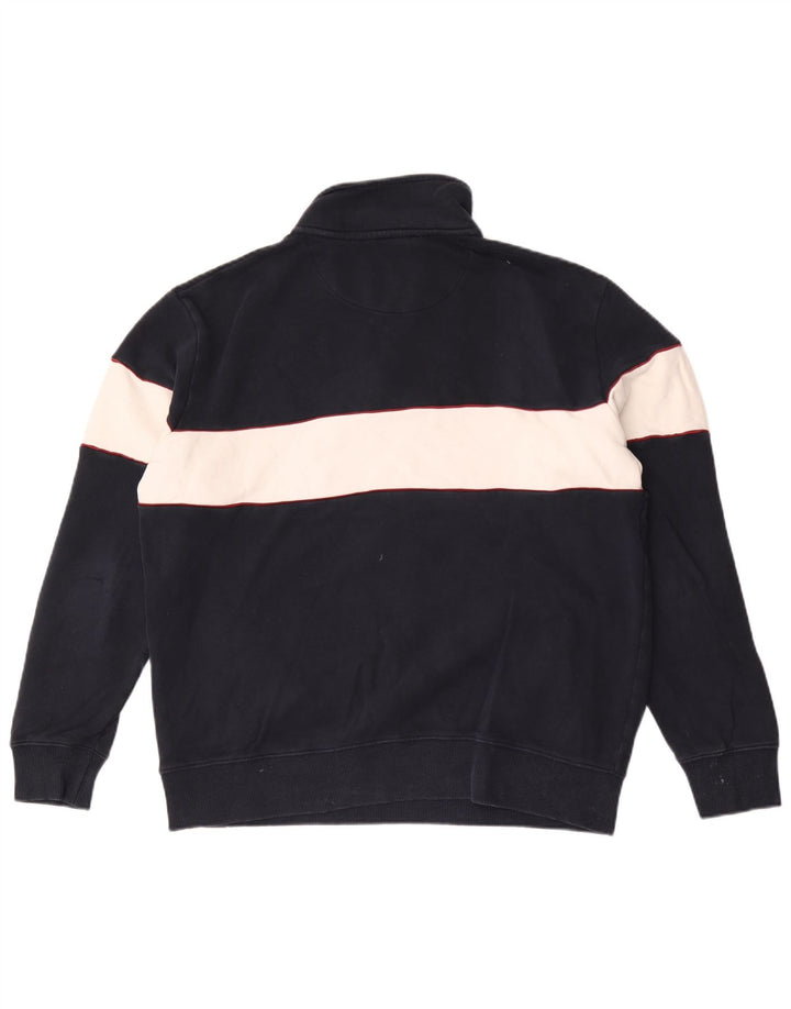 Suéter masculino Marks & Spencer com zíper e gola grande bloco colorido azul marinho