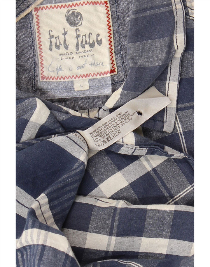 Camisa masculina de manga curta Fat Face grande algodão xadrez azul marinho