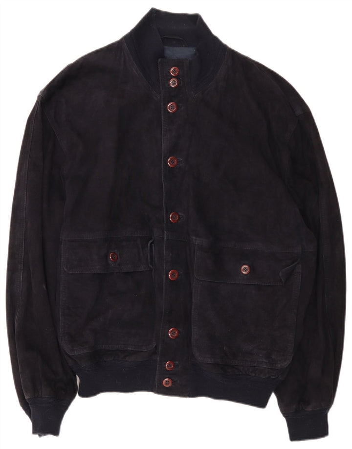 Jaqueta bomber masculina vintage IT 50 grande azul marinho