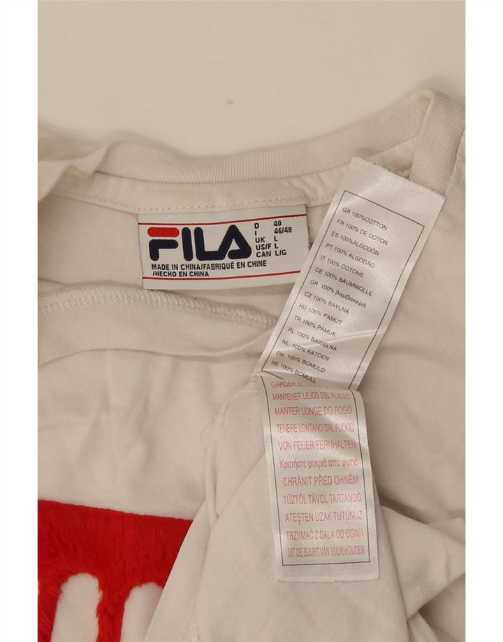 Fila Mens Graphic T-Shirt Top Grande Algodão Branco