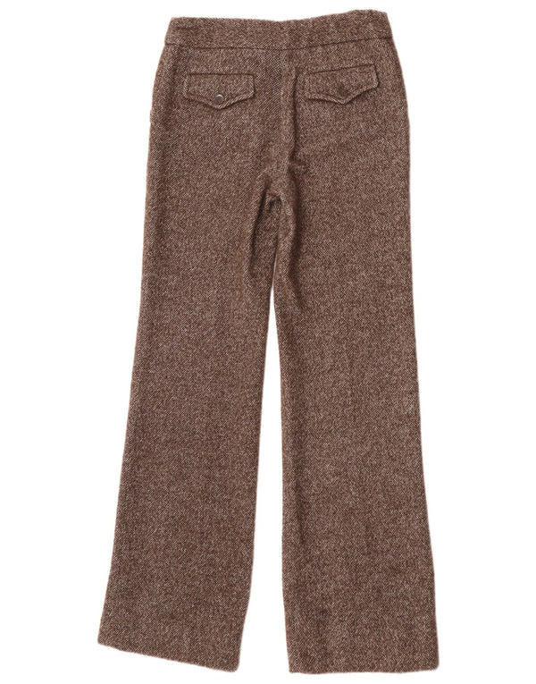Calça chino reta feminina Zara EU 36 XS W26 L33 lã manchada marrom