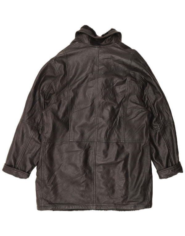 Jaqueta masculina vintage Shearling UK 42 XL couro preto