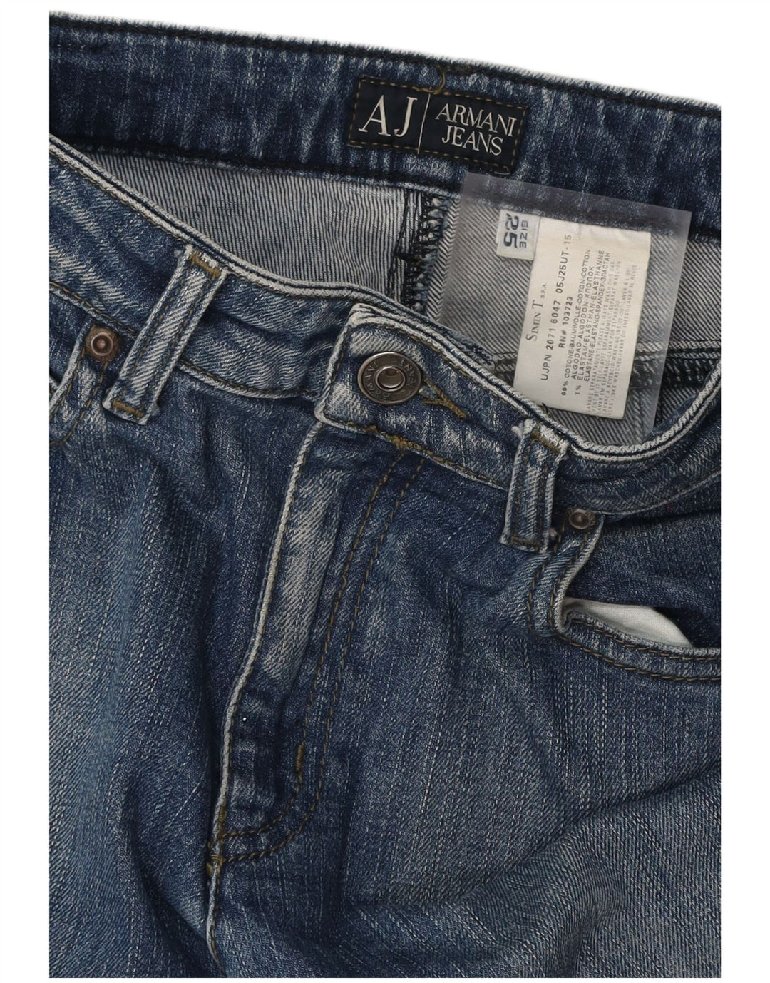 ARMANI Calça jeans feminina bootcut W25 L29 algodão azul