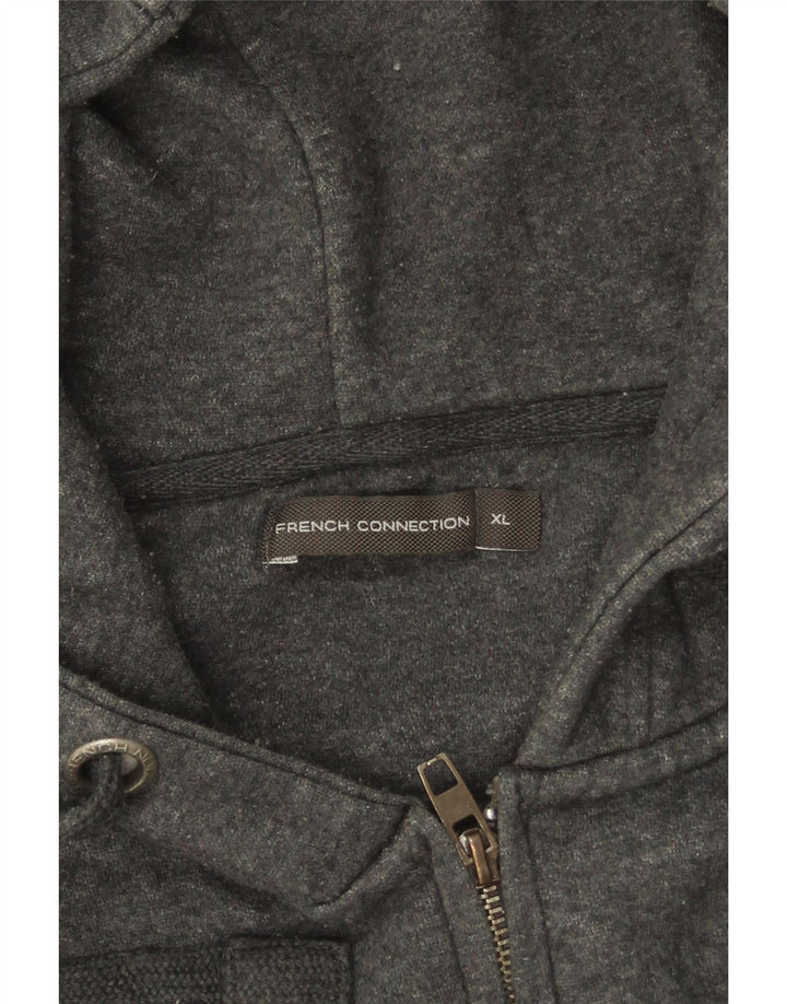 Suéter masculino com capuz e zíper French Connection XL algodão cinza
