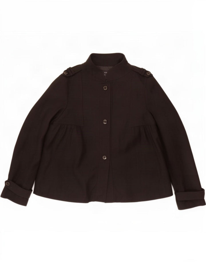 Casaco feminino Zara Pea Coat UK 16 grande lã preta