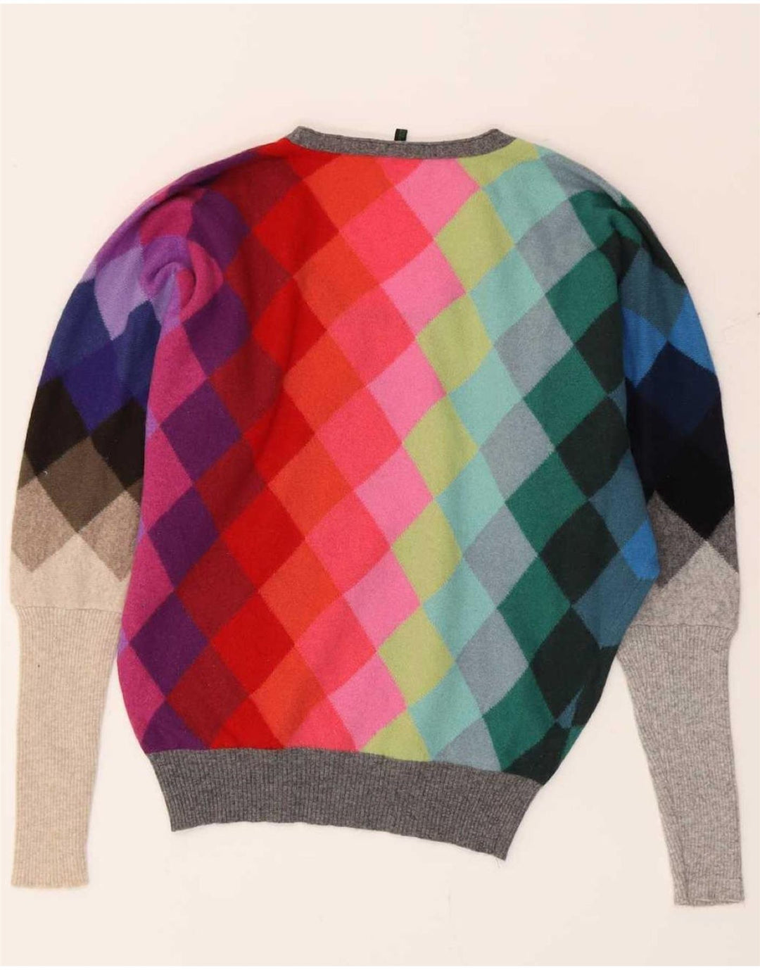 Suéter feminino Benetton com gola canoa UK 10 pequeno multicolorido