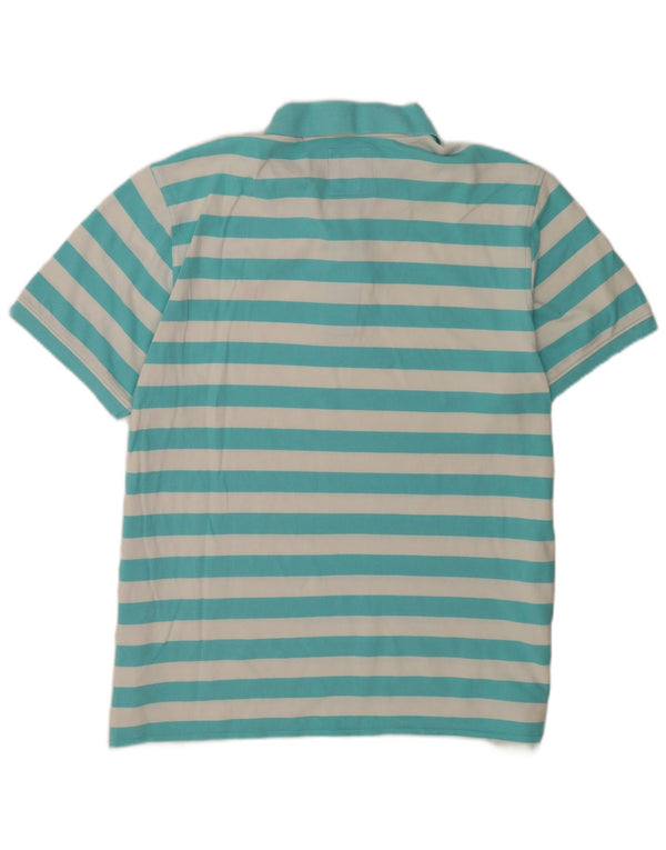 Camisa polo masculina 2XL da Crew Clothing algodão listrado turquesa