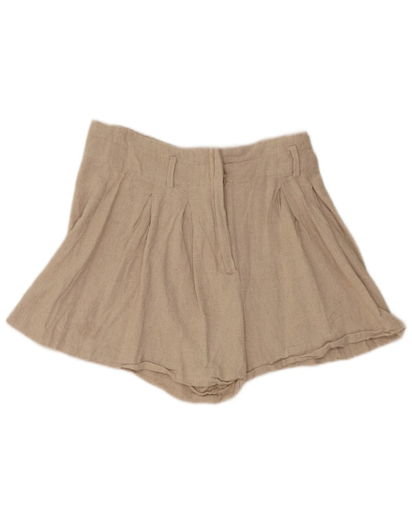 Zara Calça feminina cintura alta com pregas pequena W26 linho bege