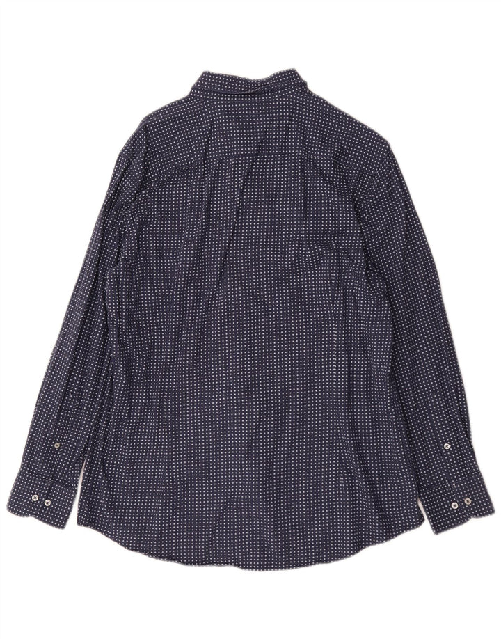 Camisa masculina Massimo Dutti XL algodão geométrico azul