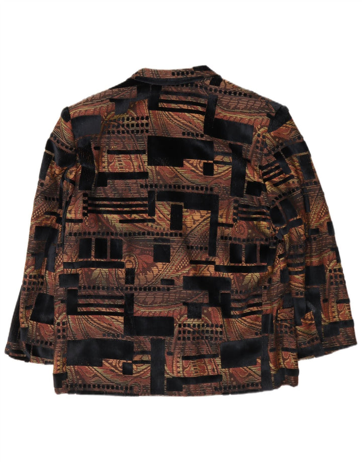 Jaqueta blazer feminina vintage com 1 botão Reino Unido 16 grande geométrica multicolorida