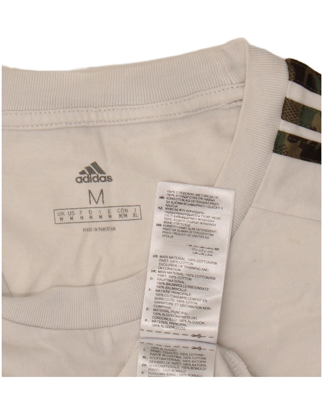 Adidas Mens Camiseta Top Médio Algodão Branco