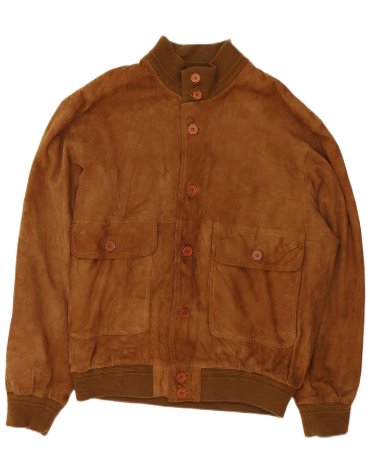 Jaqueta bomber masculina vintage de camurça IT 52 XL couro marrom