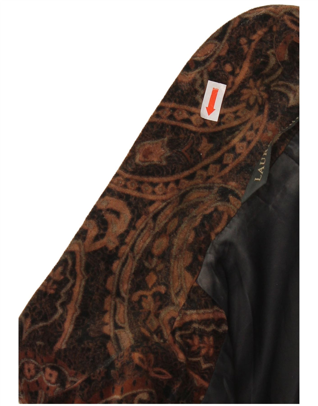 Laura Ashley jaqueta blazer feminina de veludo com 2 botões Reino Unido 8 pequena marrom paisley