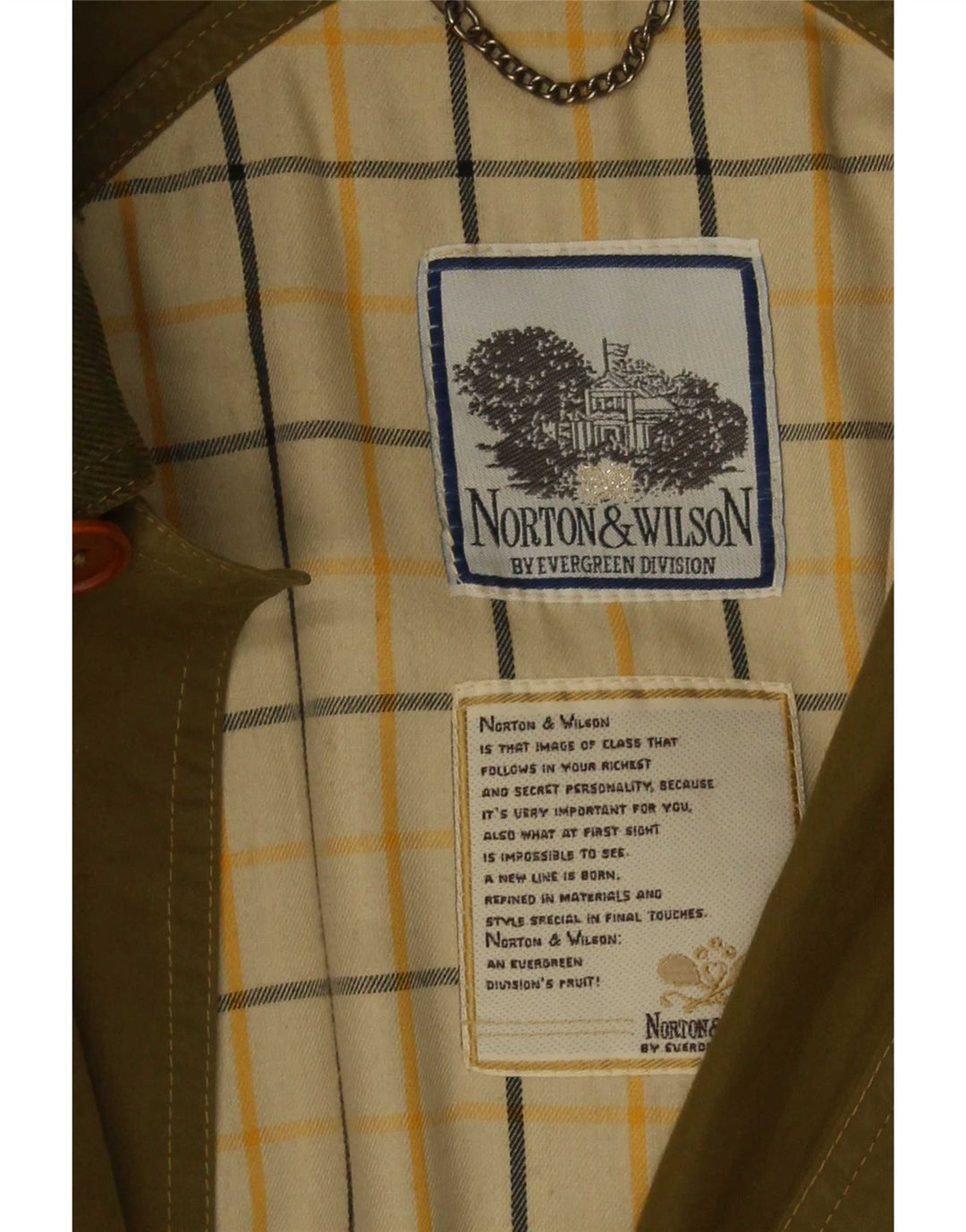 Casaco impermeável masculino Norton & Wilson Reino Unido 40 grande cáqui