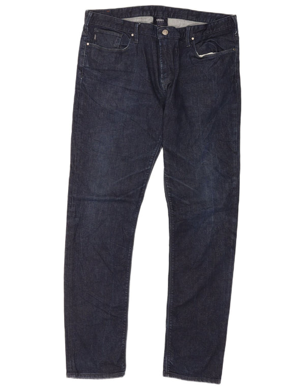 Armani Mens Slim Jeans W36 L34 Azul Marinho Algodão