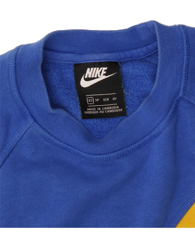 NIKE Womens Oversized Graphic Sweatshirt Jumper UK 6 XS Blue Vintage Nike and Second-Hand Nike from Messina Hembry 