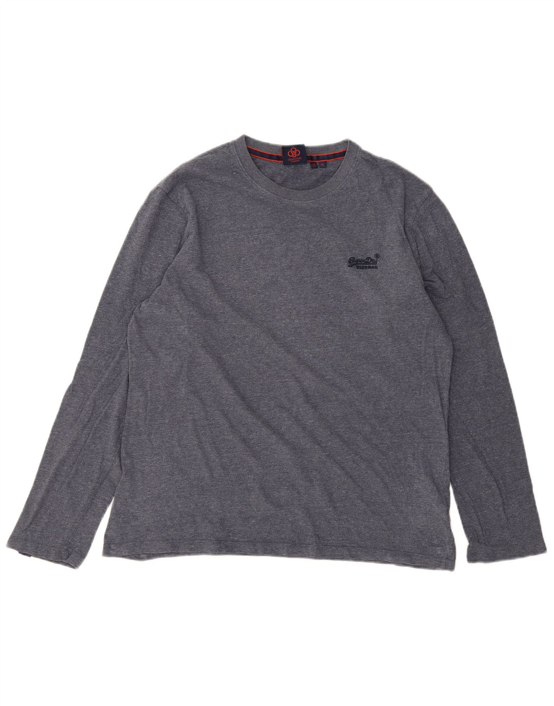 SUPERDRY Top masculino de manga comprida XL algodão manchado azul