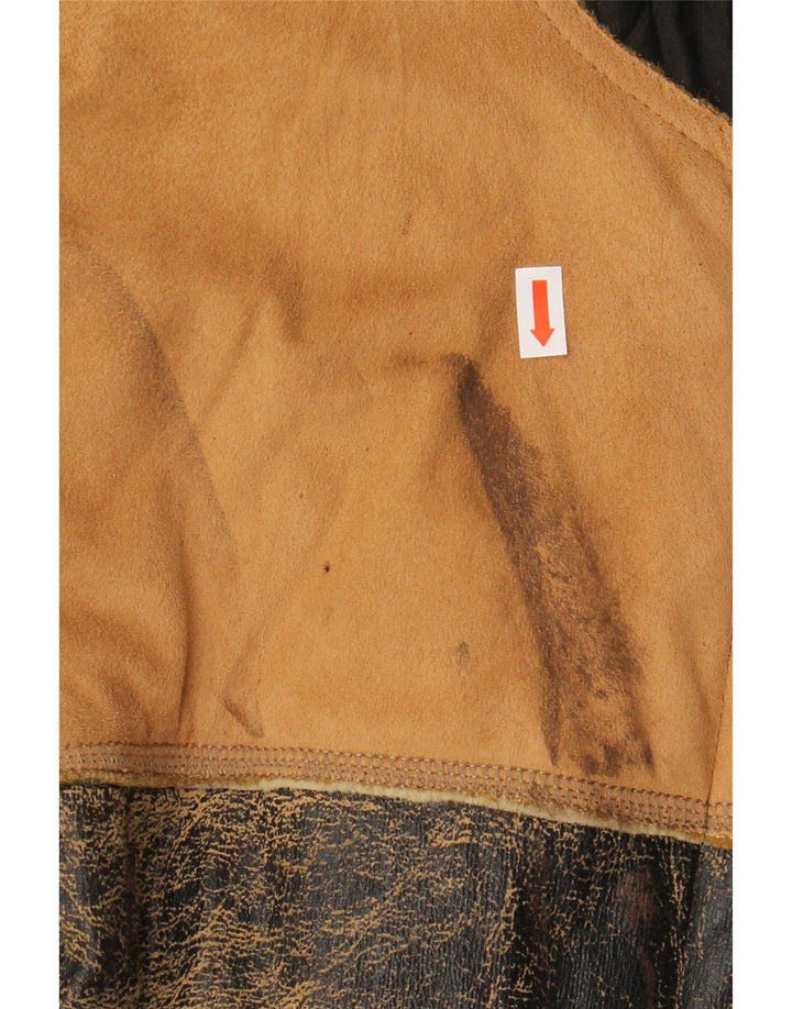 Jaqueta masculina Sherpa ENERGIE UK 40 grande marrom patchwork algodão