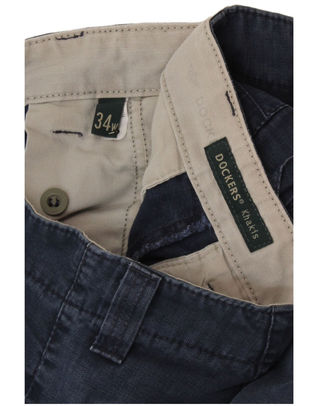 Shorts cargo masculino Dockers Khakis W34 grande algodão azul marinho