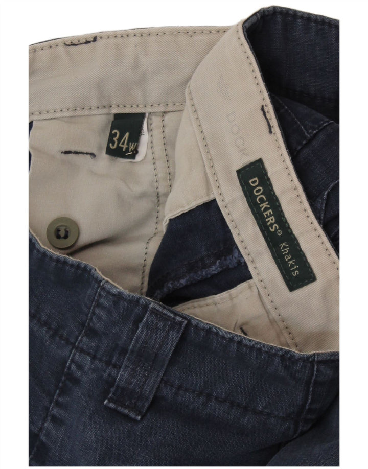 Shorts cargo masculino Dockers Khakis W34 grande algodão azul marinho