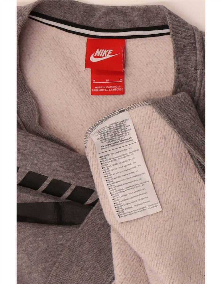 Moletom gráfico feminino Nike Jumper UK 14 algodão manchado cinza médio