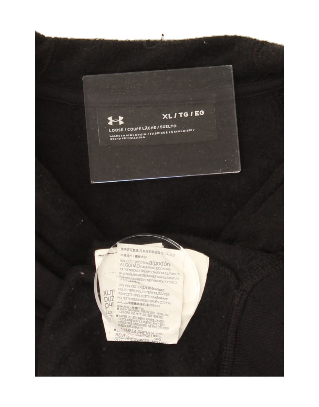 UNDER ARMOUR Womens Graphic Hoodie Jumper UK 18 XL Black Cotton Vintage Under Armour and Second-Hand Under Armour from Messina Hembry 