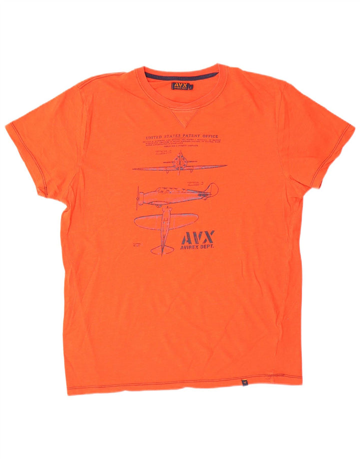 Camiseta masculina gráfica Avirex grande laranja
