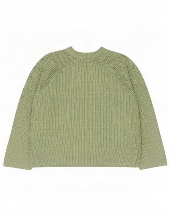 Suéter feminino Marks & Spencer com gola redonda Reino Unido 14 algodão verde médio