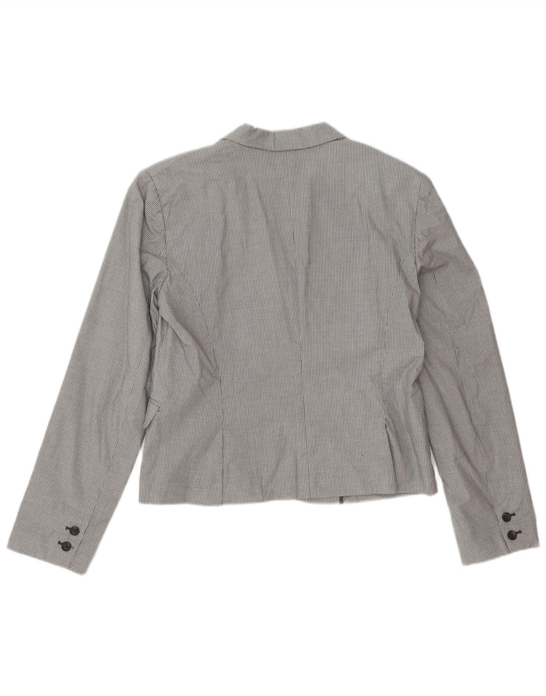 Jaqueta blazer feminina Stefanel com 3 botões IT 48 XL cinza xadrez algodão