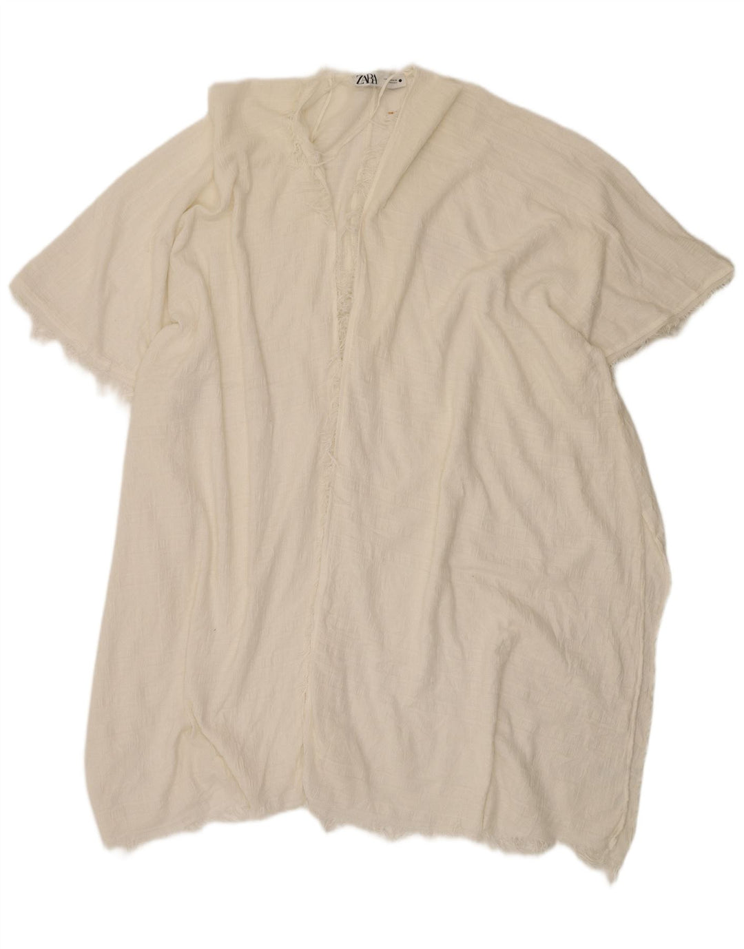 Cardigã feminino Zara Longline manga curta oversized UK 14 médio branco