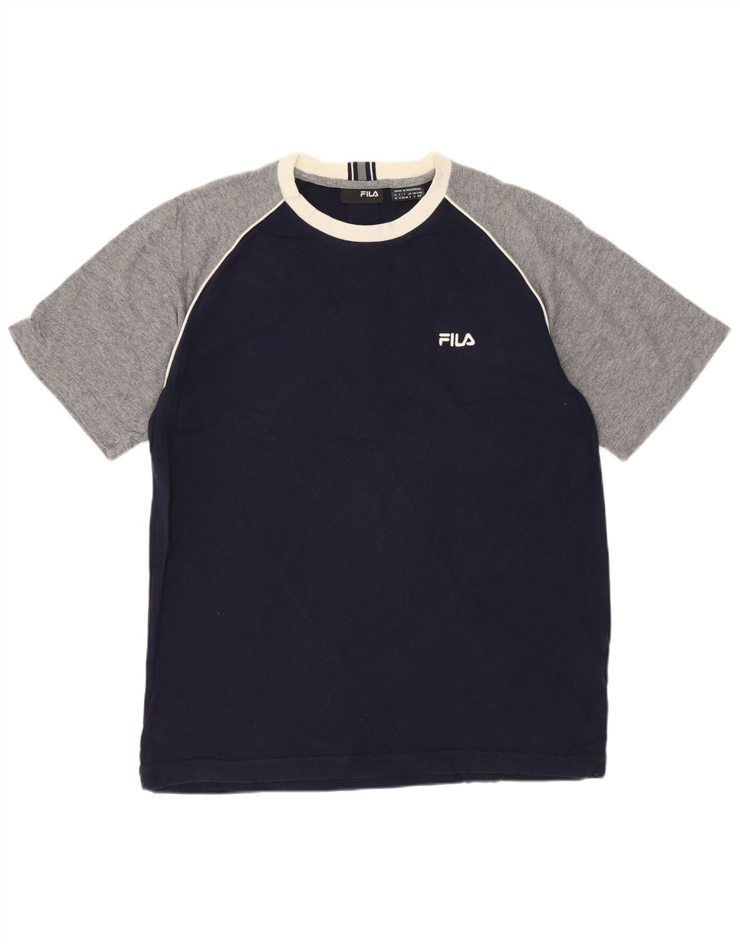 Camiseta masculina Fila top pequeno algodão colorblock azul marinho